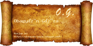 Obagyán Géza névjegykártya